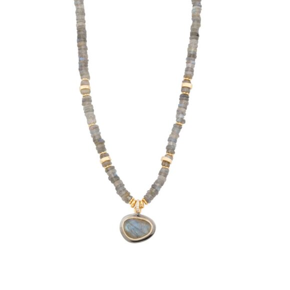 SHAANTI JEWELS  India 18kt Gold Plated Sterling Silver Labradorite Necklace - Picture 1 of 2